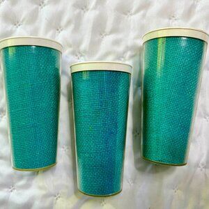 Vintage Turquoise Raffiaware Tumblers